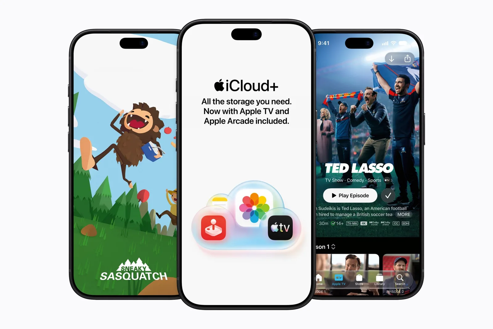 Apple iCloud+-tjänstepaket som visar appikonerna för Apple TV och Apple Arcade