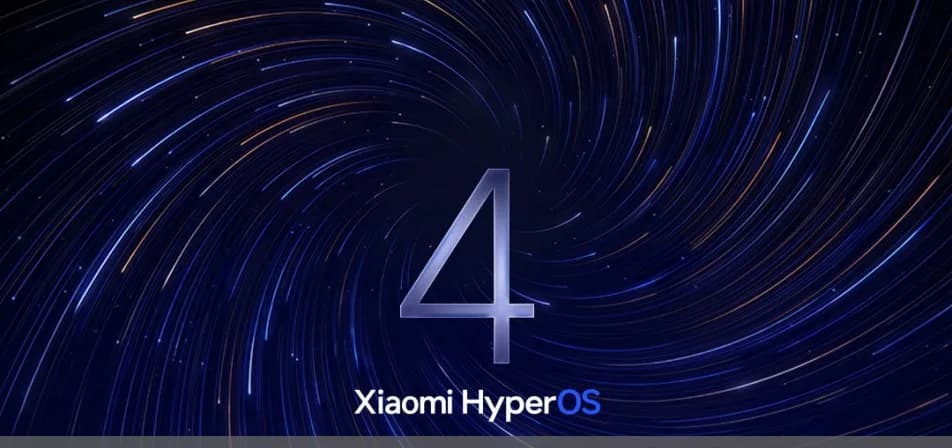 Xiaomi smartphone displaying the HyperOS 4 interface with a glass-style design