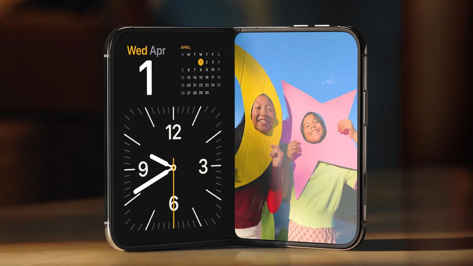 Apple iPhone Duo foldable smartphone shown open with its inner display visible