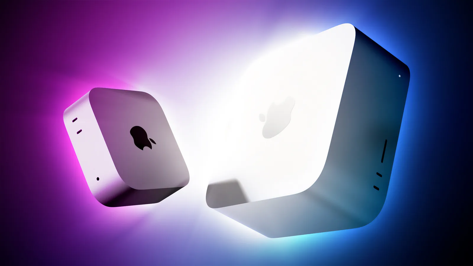 Apple Mac mini and Mac Studio desktop computers shown in a product setup