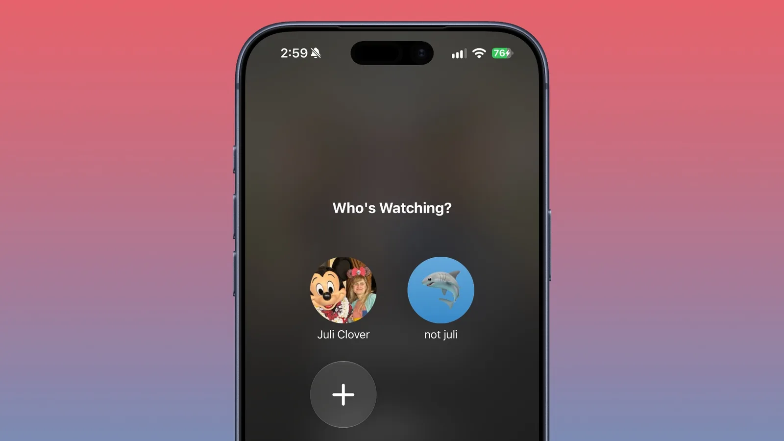 Apple TV app profiles screen on an iPhone or iPad