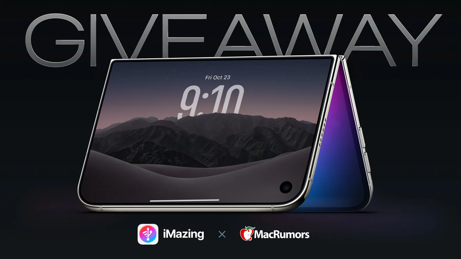 iMazing-programvare ved siden av en iPhone Duo-premie i konkurransen