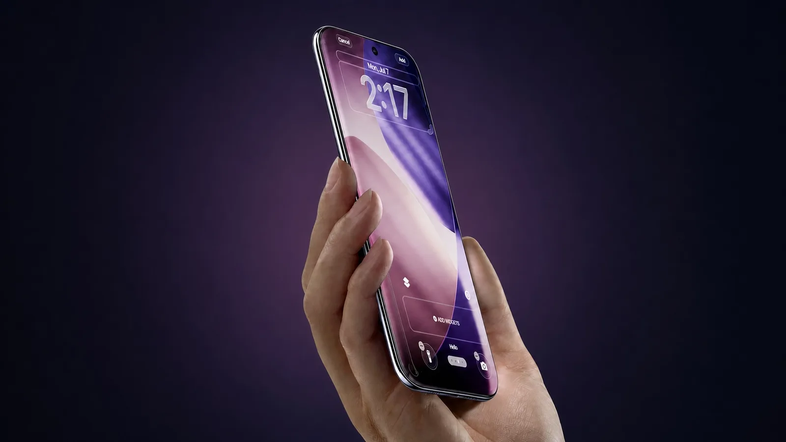iPhone Pro-skjerm som viser et lyst OLED-bilde