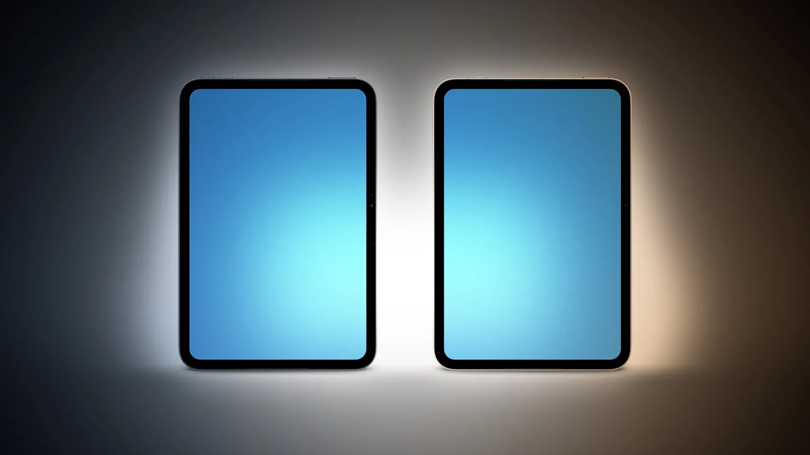 Front view of the rumored next-generation iPad mini showing its landscape camera