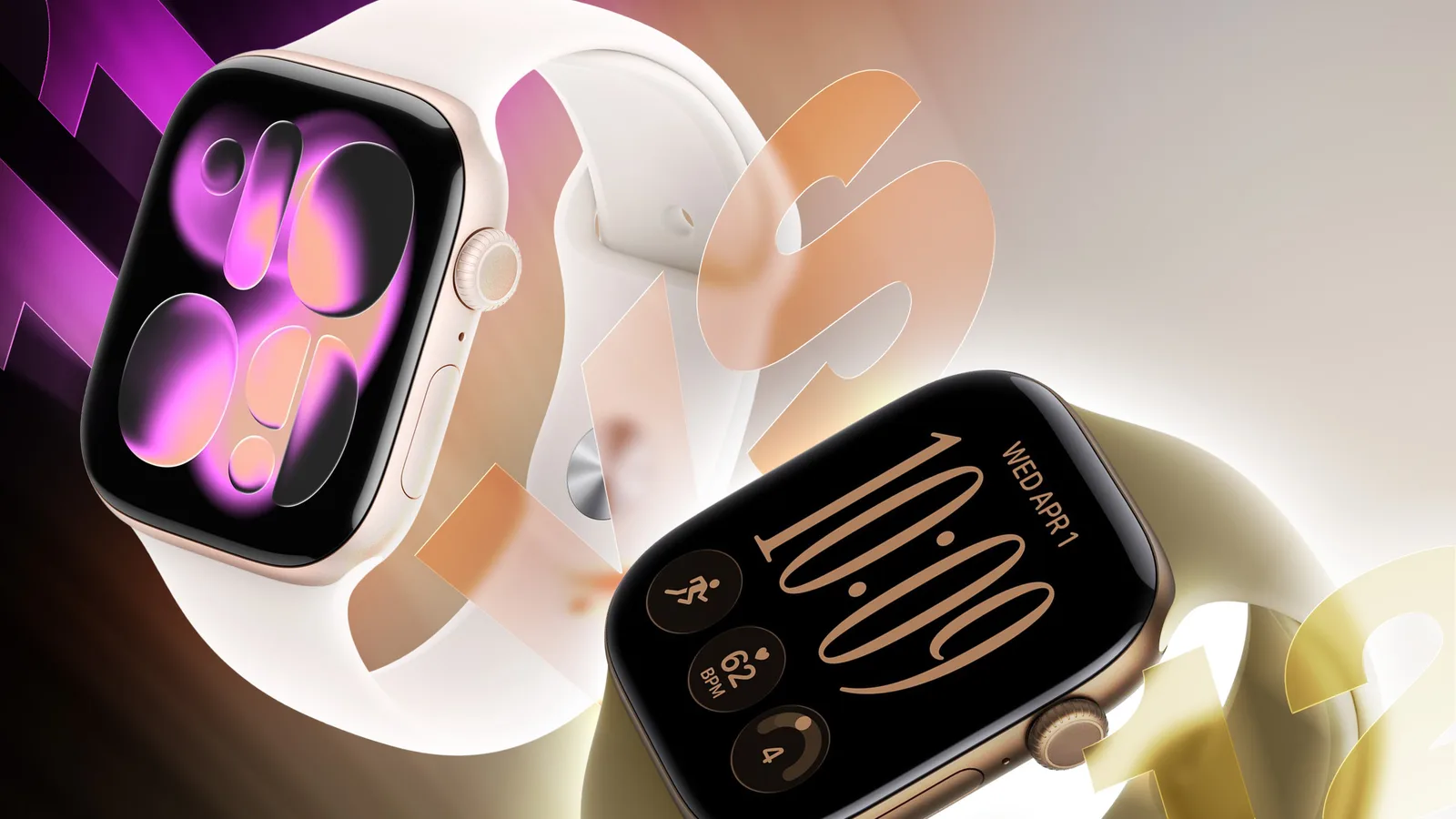 Apple Watch Series 12 esitettynä alumiini- ja keraamisissa versioissa neutraalilla taustalla