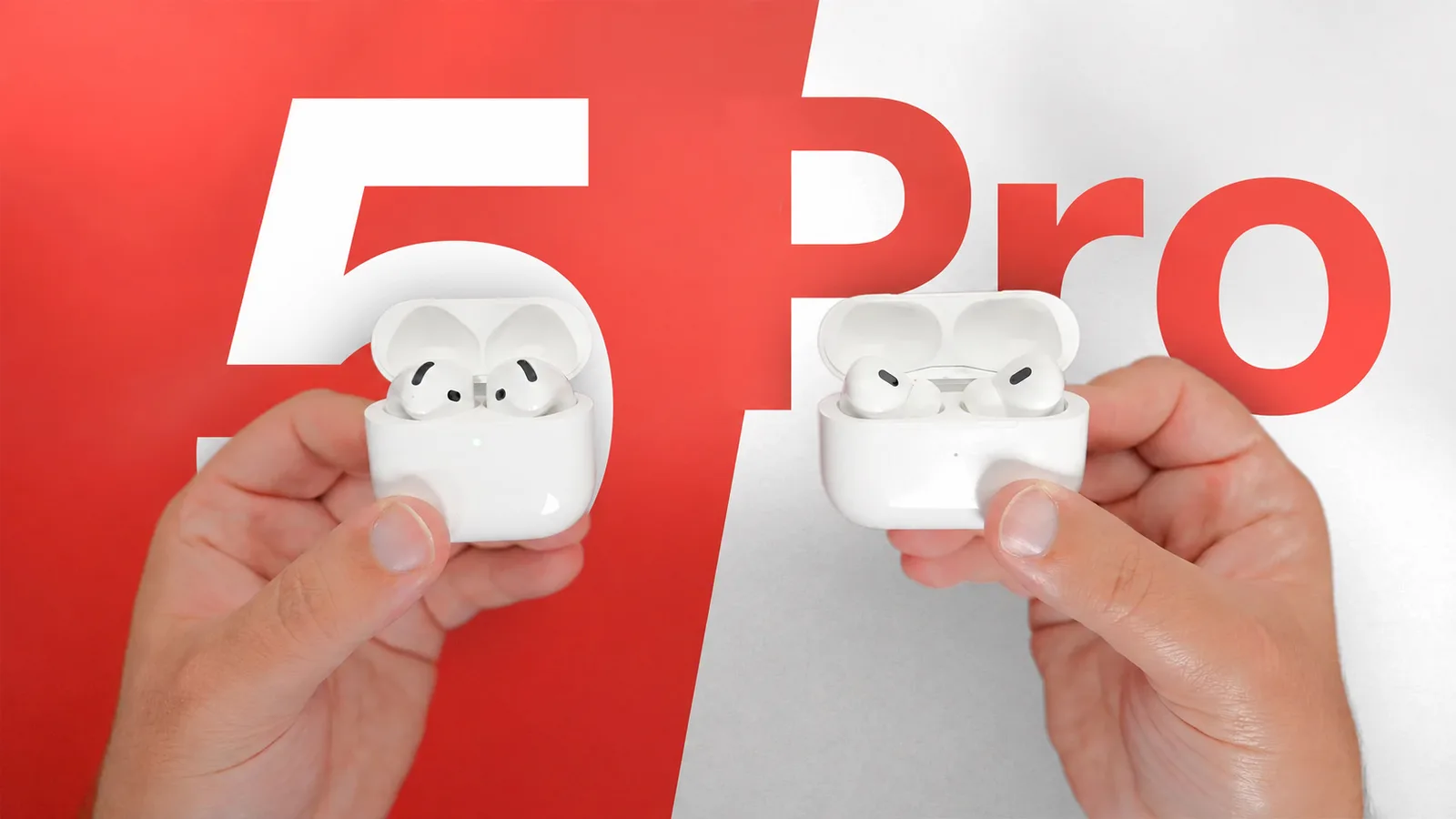 Boîtiers de recharge des Apple AirPods 5 et AirPods Pro 3 côte à côte