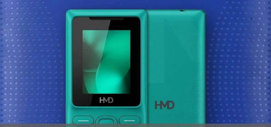 HMD 106 Pure, feature phone mostrato nelle varianti grigio scuro e verde