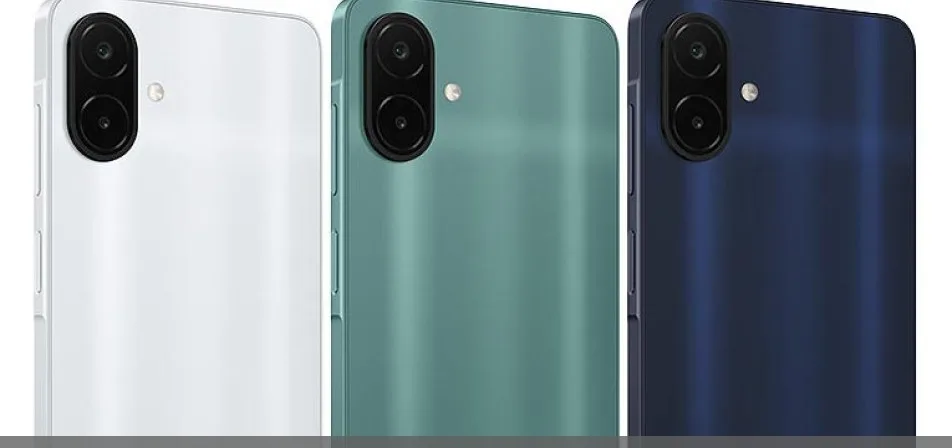 Smartphone Samsung Galaxy A08 4G présenté sur un fond uni