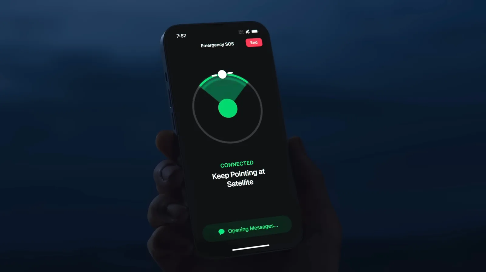iPhone affichant les réglages du SOS d’urgence par satellite