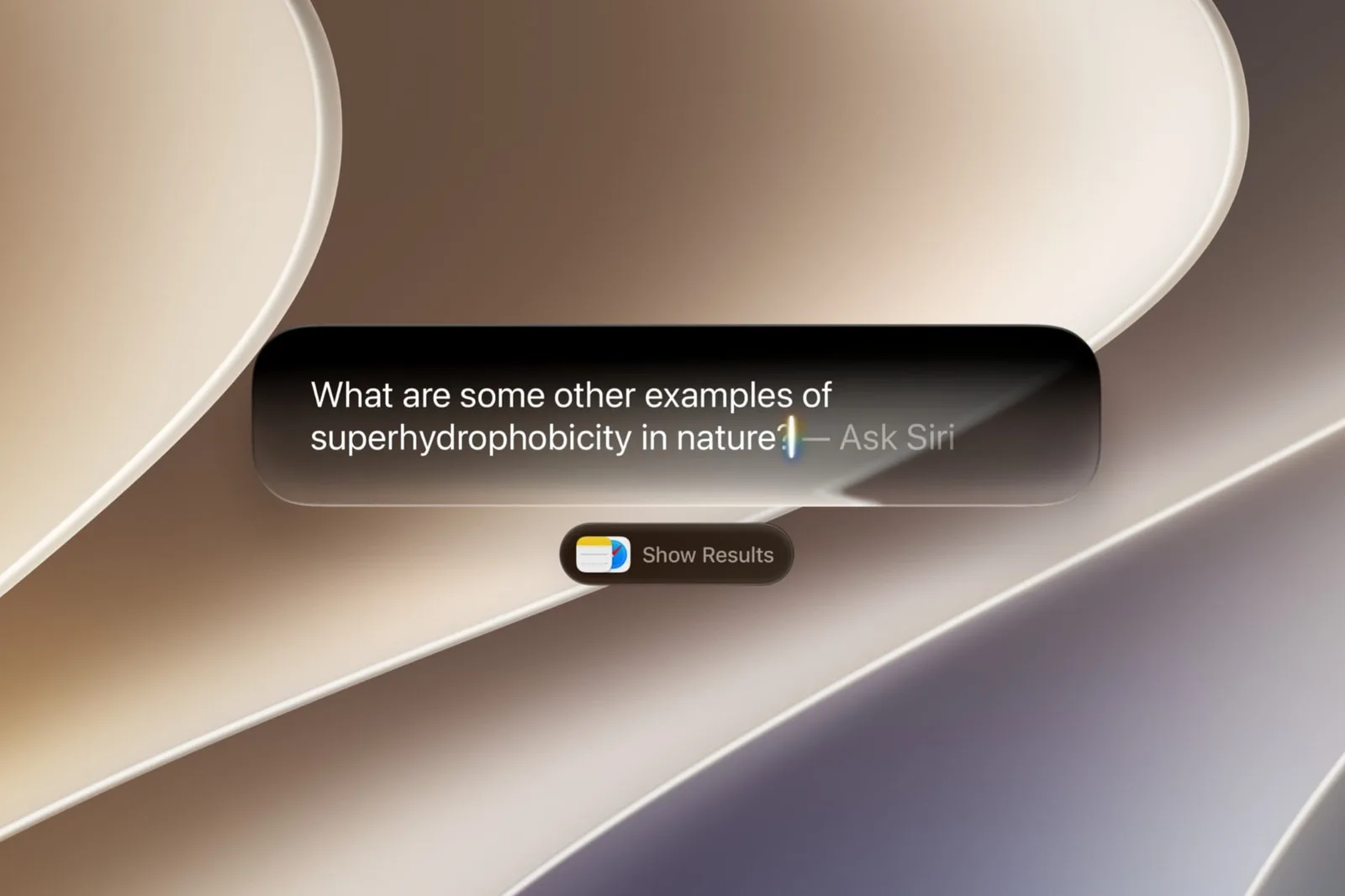 Mac-näytöllä macOS:n Search- tai Ask-käyttöliittymä, jossa ChatGPT on valittuna