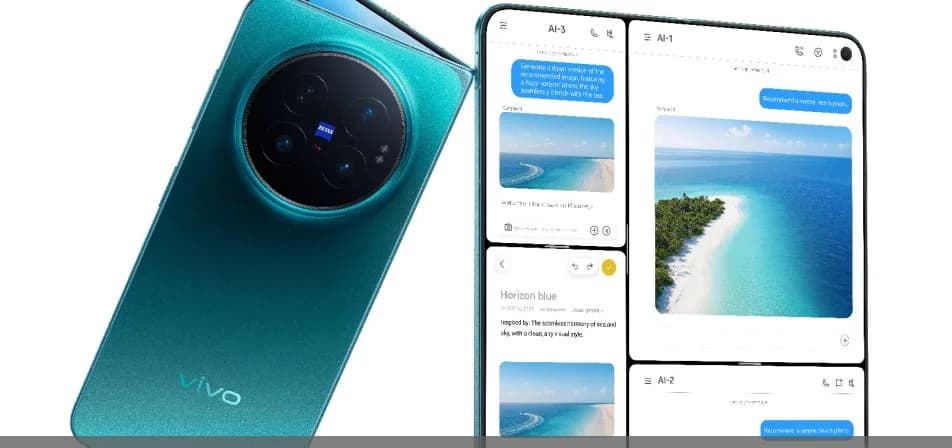 大きな内側の折りたたみディスプレイを開いたvivo X Fold6