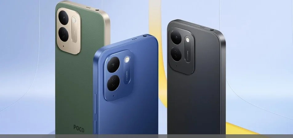 Poco C95 Pro -älypuhelin sinisenä