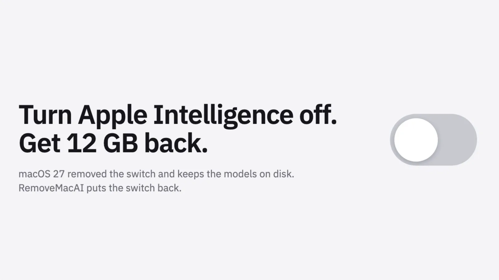 Portátil Mac con los ajustes de macOS junto a una herramienta para eliminar Apple Intelligence