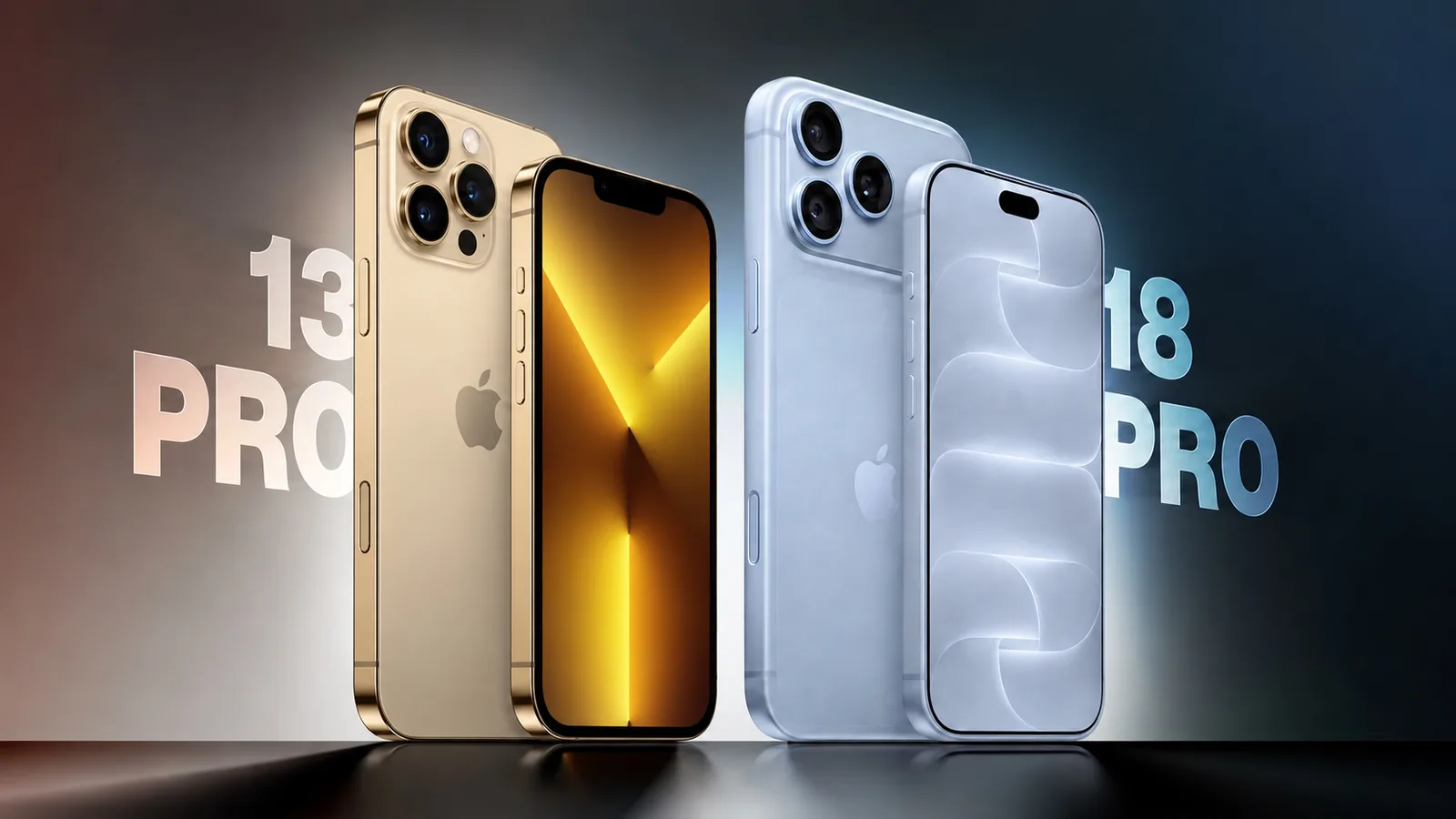 iPhone 13 Pro et iPhone 18 Pro présentés côte à côte
