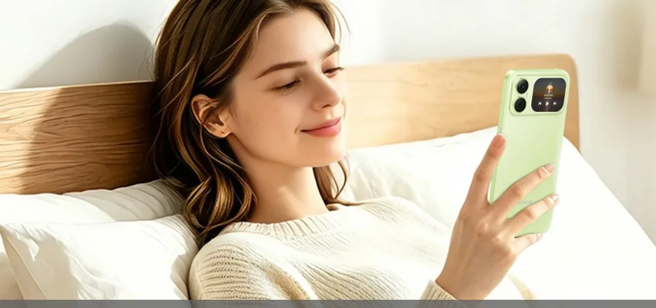 Honor X5d s Smartphone mit sichtbarem Front- und Rückdisplay