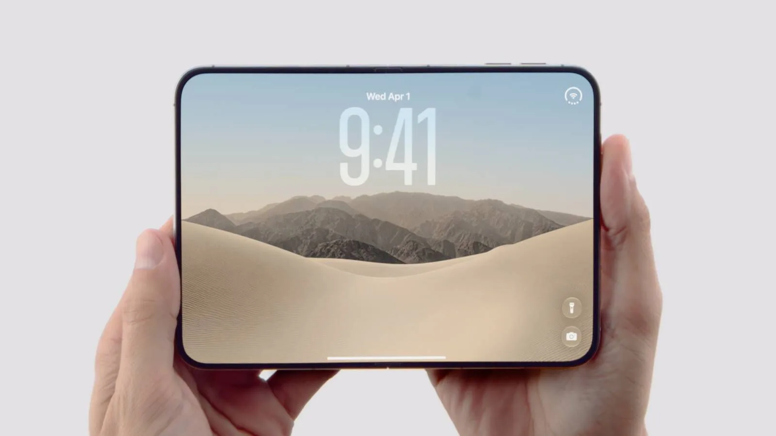 IMAX logo alongside Apple's foldable iPhone Duo displaying its dual-screen design