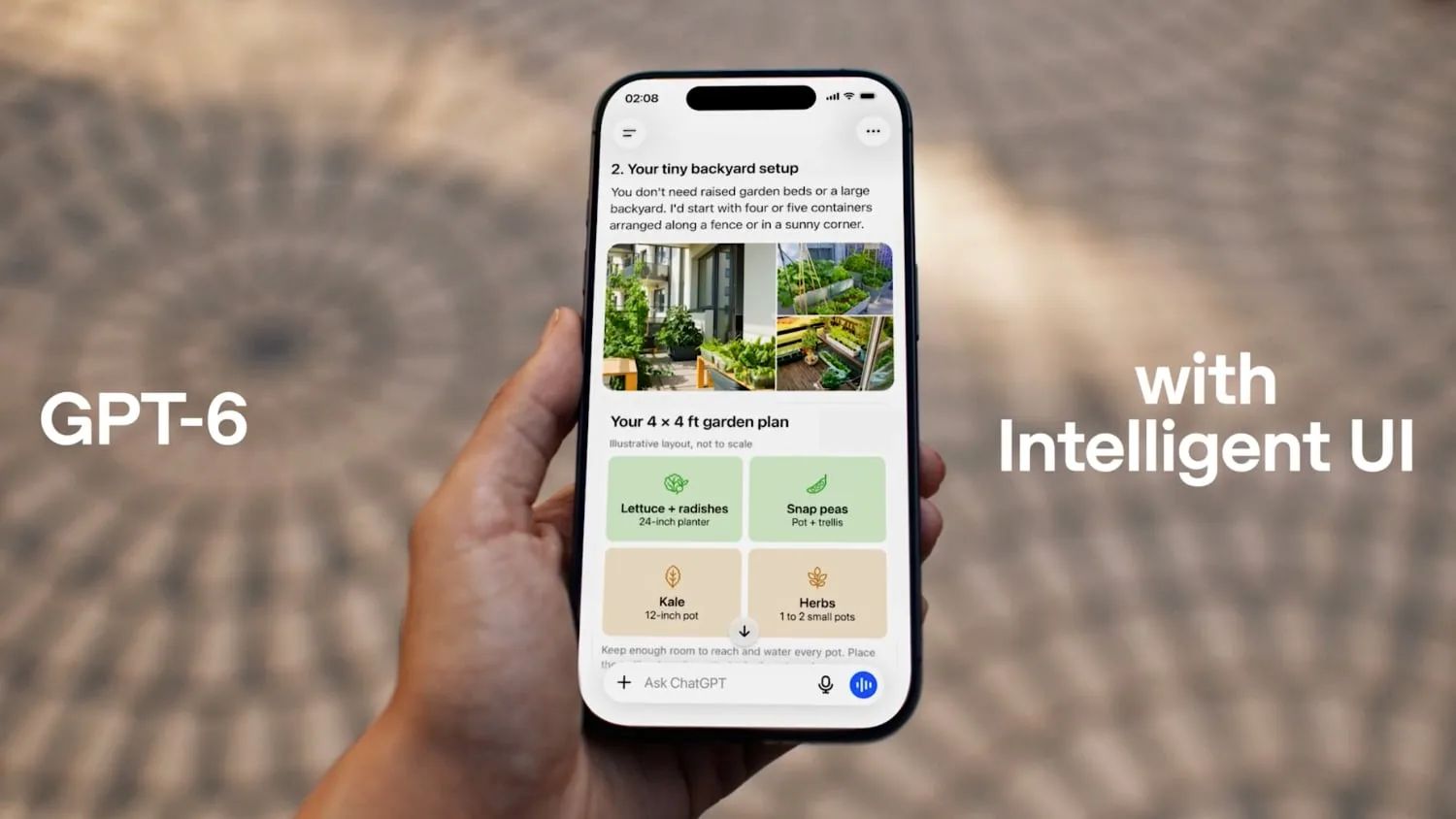 ChatGPT-gränssnitt som visar visuella svar och interaktiva UI-komponenter