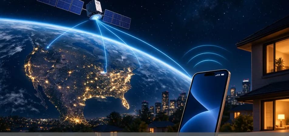 Illustration eines Starlink-Satellitennetzwerks für den geplanten US-Mobilfunkdienst von SpaceX