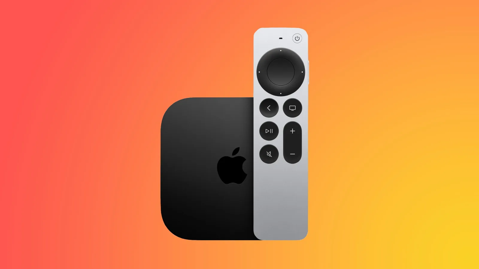 Apple TV 4K med Siri Remote på ett vardagsrumsbord
