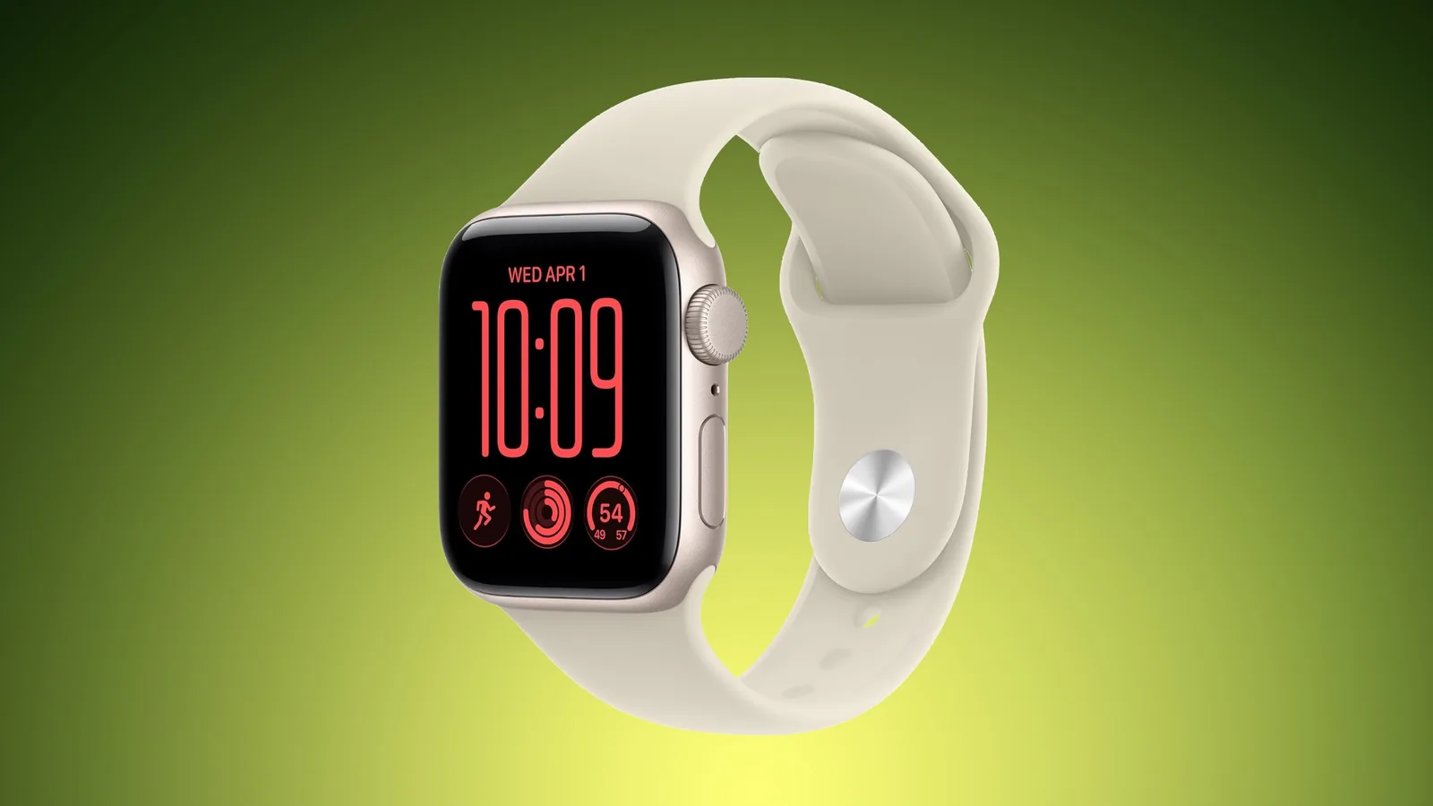 Apple Watch SE 3 avec boîtier en aluminium Lumière stellaire et bracelet Sport Sable