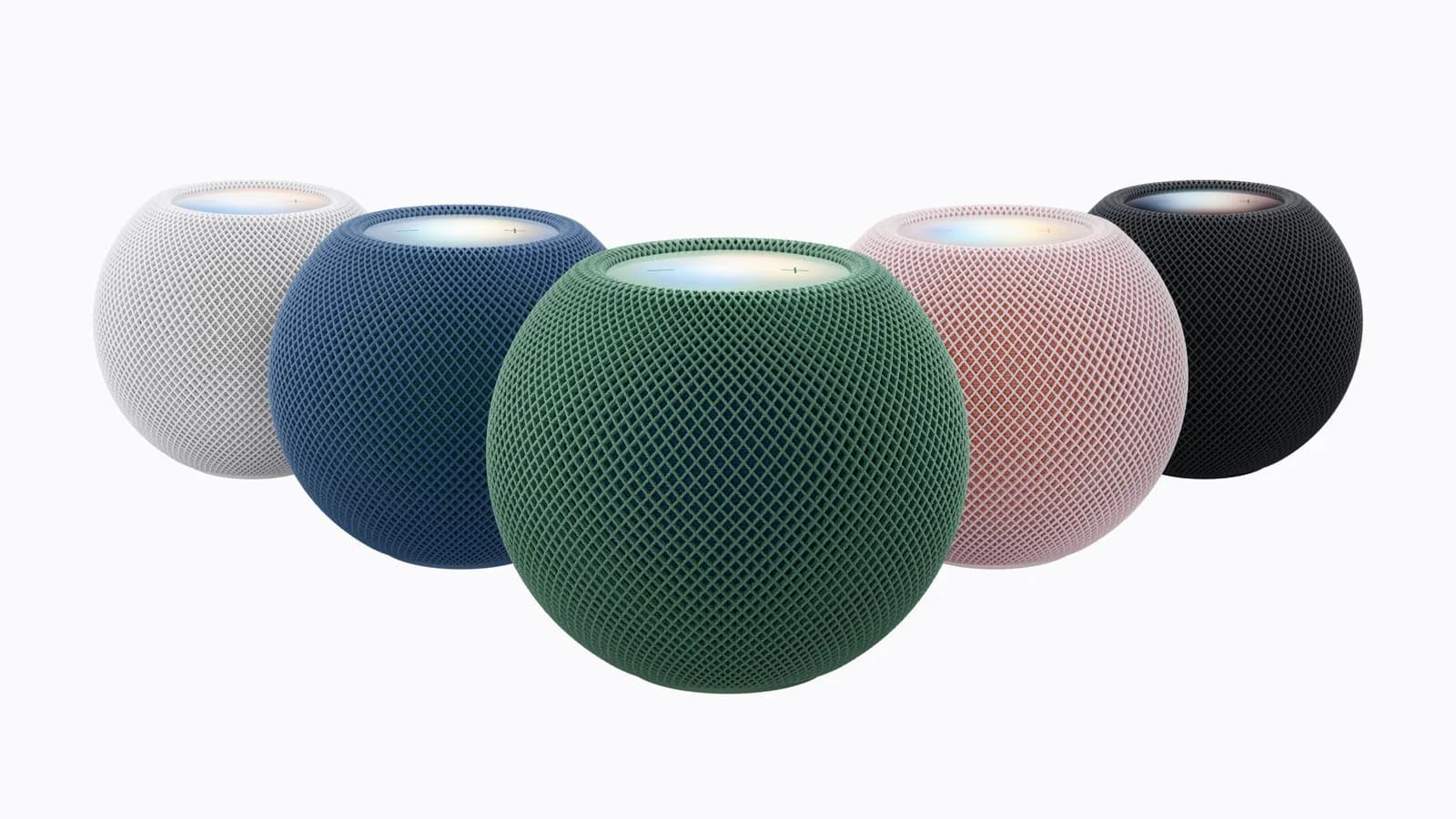 Apple HomePod mini 2 -kaiutin, jonka yläpinta hohtaa