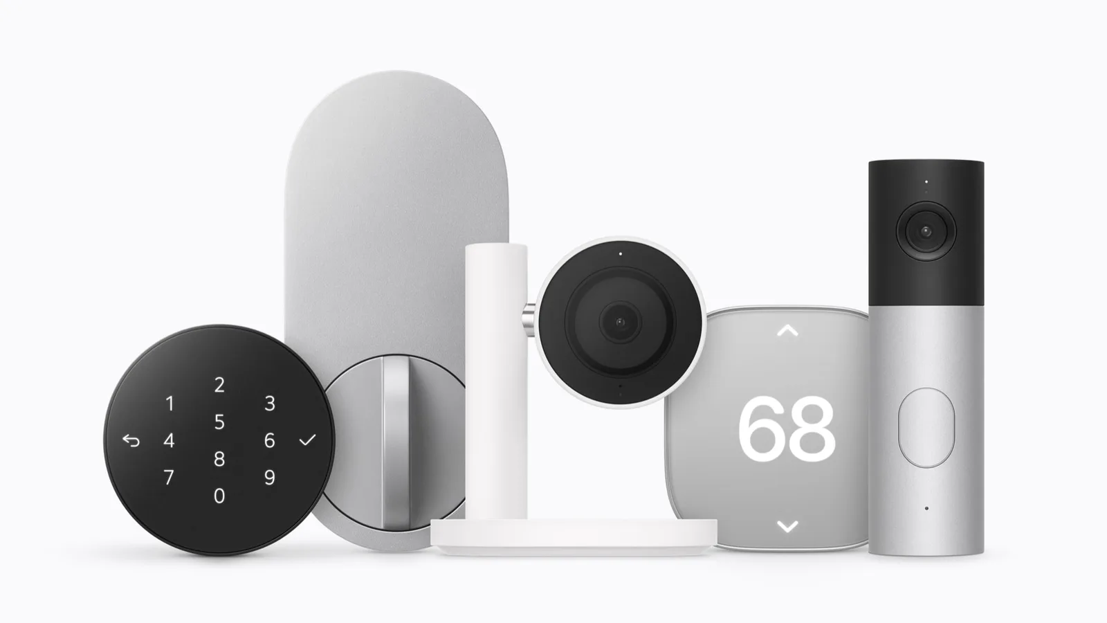 Accesorios de Apple Home Collection, incluidas cámaras, una cerradura y termostatos
