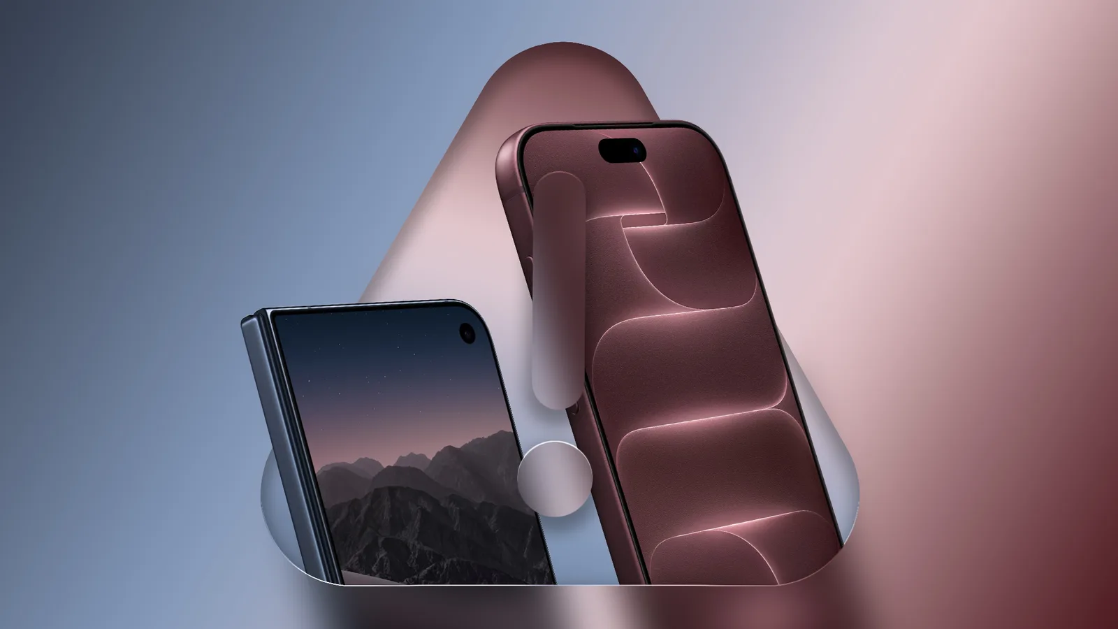Avattu Apple iPhone Duo, jonka suuri sisäpuolen taittuva näyttö on näkyvissä