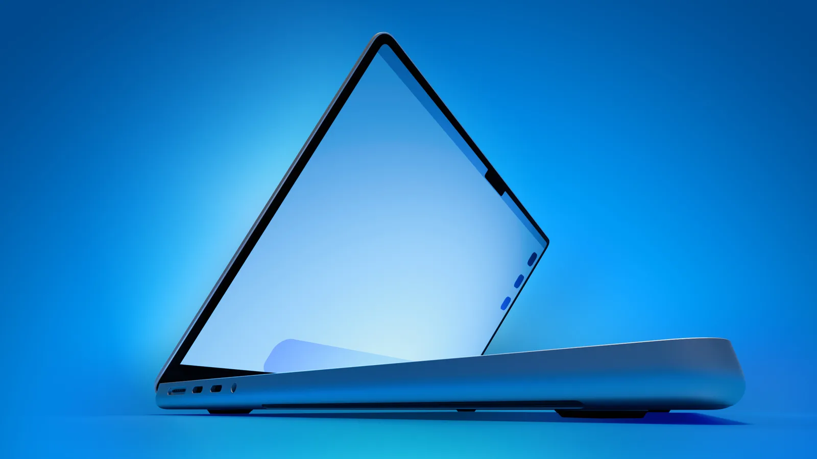 Konseptikuva OLED MacBook Pro -kannettavasta ja sen tarkasta näytöstä