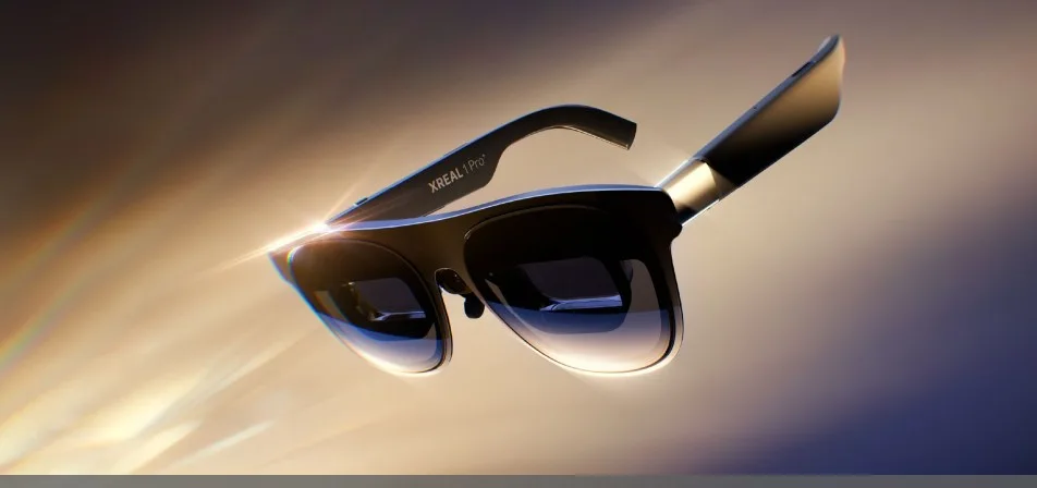 Gafas de realidad aumentada Xreal 1 Pro+ mostrando su pantalla