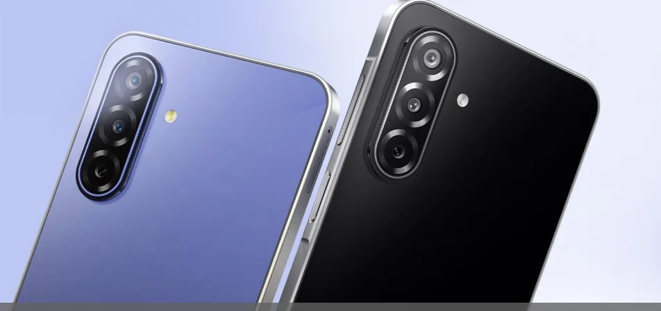 Samsung Galaxy F70 5G smartphone shown in Vivid Violet and Bold Black